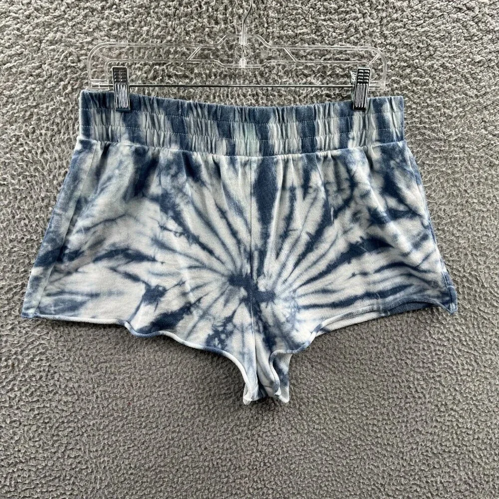Grayson Threads Womens Sleep Shorts Large Blue Tie Dye High‎ Rise Elastic Waist